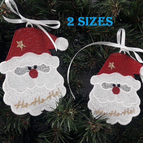 FSL Santa Ornament - Free Standing Lace Instant Download Machine Embroidery Design 2 sizes