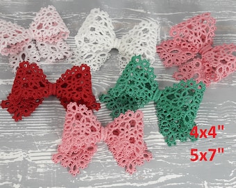 FSL Bows 3D Free Standing Lace tatting Instant Download Machine Embroidery Designs 2 types 2 sizes