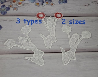 FSL cheerleader 3 types 2 sizes Free Standing Lace Machine Embroidery Designs