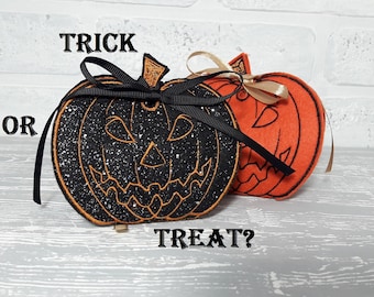 ITH  Halloween Felt Candy Box for gift or surprise  Pumpkin  Machine Embroidery Design 2 sizes - 6"x10" hoop  7"x12" hoop