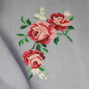バラの花束 クロスステッチ 機械刺繍デザイン 即時ダウンロード