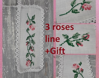 3 Roses, border of roses Cross Stitch Machine Embroidery Design  Instant Download
