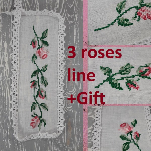 3 Roses, border of roses Cross Stitch Machine Embroidery Design  Instant Download