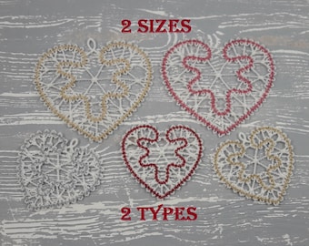 FSL Hearts for Valentines Day  2 Sizes 4x4 hoop Machine Embroidery Design Instant Download