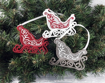 FSL Santa Claus trineo - Free Standing Lace Instant Download Machine Embroidery Design para aro 4x4
