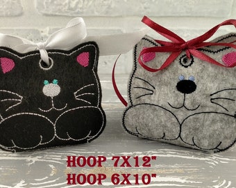 ITH  Felt  Box for gift or surprise Cat  Machine Embroidery Design for hoop 6x10, 7x12