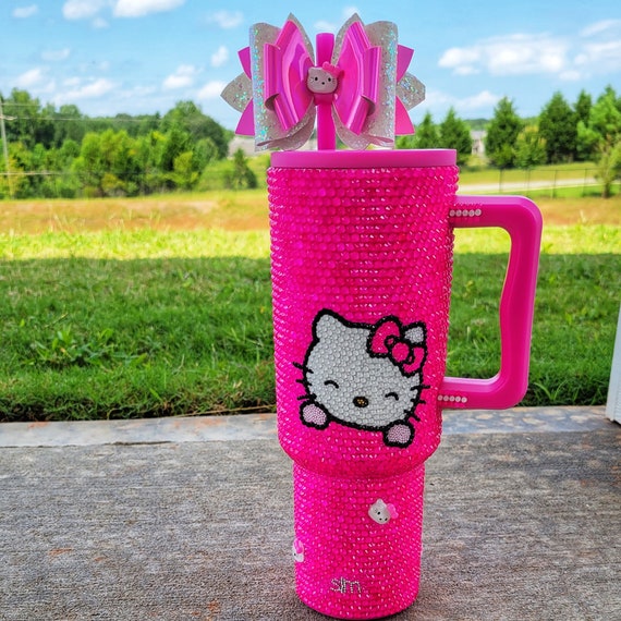 40 oz Rhinestone Tumbler in 2023  Black hot pink, Rose boutique, Tumbler  with straw