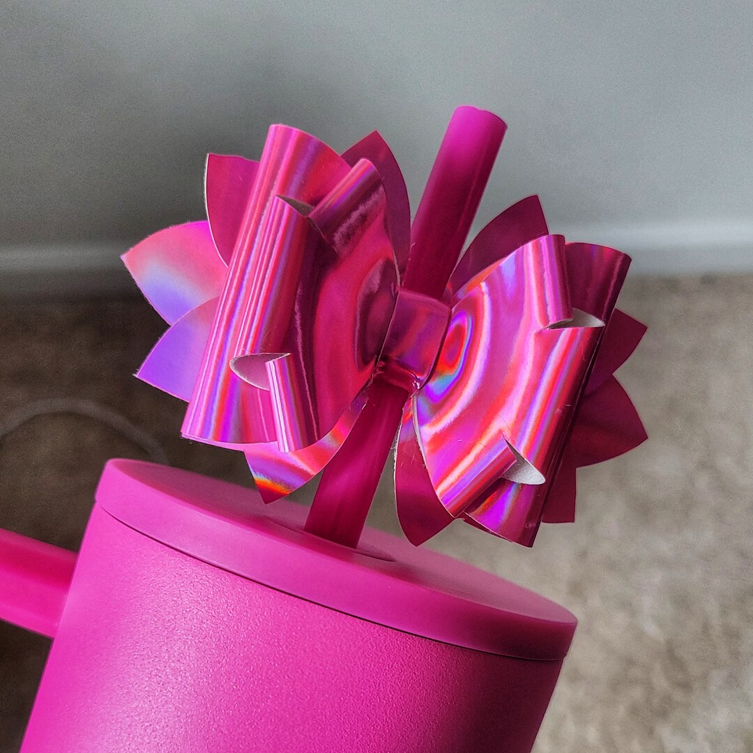 Hot Pink Straw Topper, Bow Straw Topper, Bow for Straw Decoration