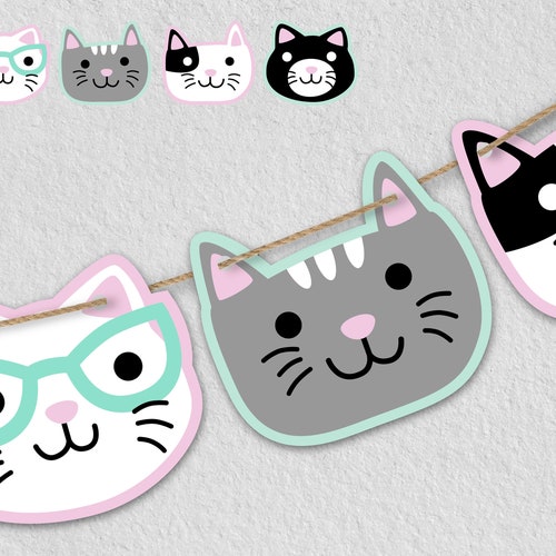 INSTANT DOWNLOAD Printable Cat Happy Birthday Banner - Etsy