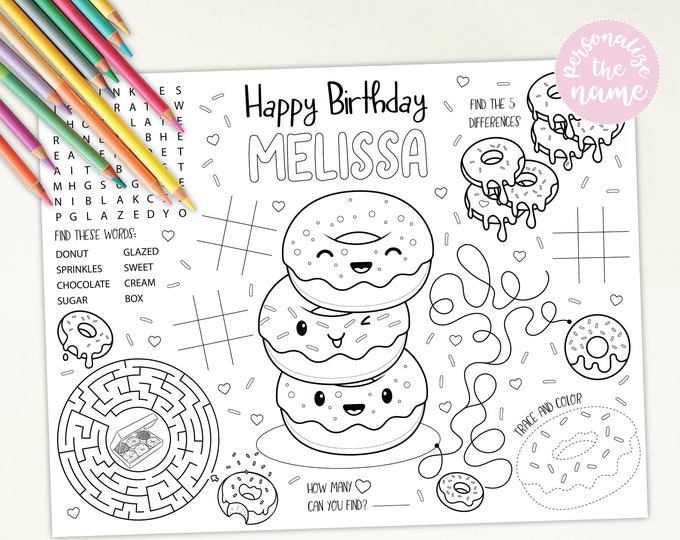 Donut Coloring Page Kids Party Activity Donut Grow up - Etsy Canada