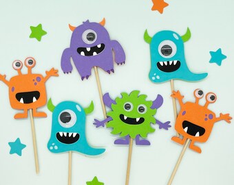 Little Monster Cupcake Toppers | Monster Bash Party Decor | Crazy Monster Topper | Monster Birthday Decorations