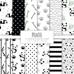 Panda Seamless Digital Paper | Panda Background Pattern | Scrapbook Pages | Printable File | Instant Download A107