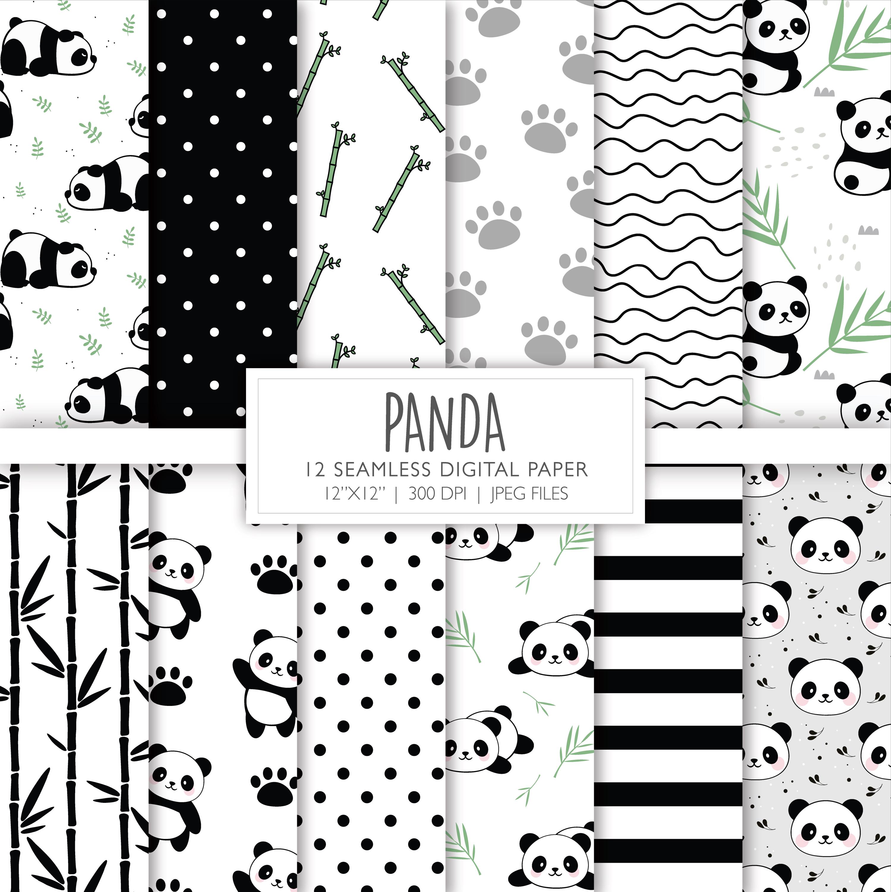 Panda Seamless Digital Paper | Panda Background Pattern | Scrapbook ...