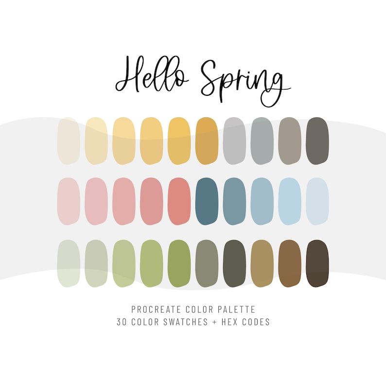 Paleta de colores Procreate Hola Primavera / iPad 30 muestras de color / Códigos hexadecimales / Archivo ASE de Adobe Illustrator Photoshop imagen 1