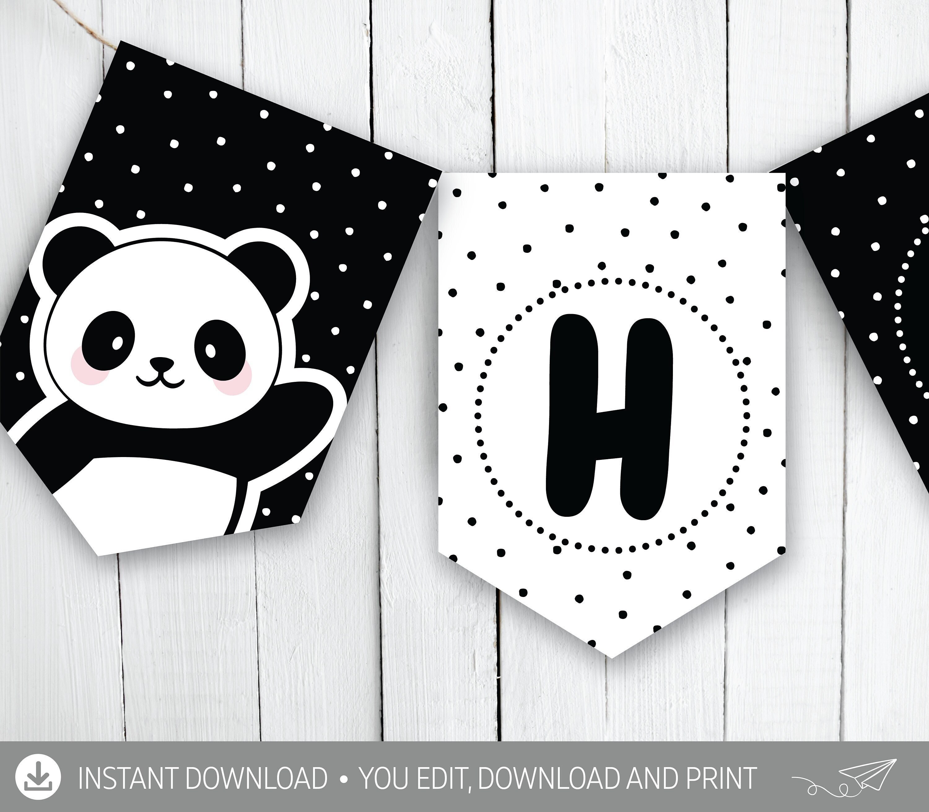 65-teiliges Panda-Party-Set – Mit Banner, Ballons, Cupcake-Topper, Tischdecke Für Kindergeburtstag Oder Babyparty