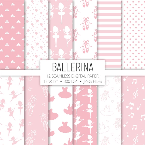 Ballerina Seamless Digital Paper | Ballet Background Pattern | Scrapbook Pages | Printable File | Instant Download A115