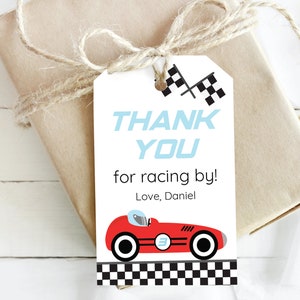 Race Car Birthday Thank You Tag DIGITAL | Vintage Car Favor Tag ...