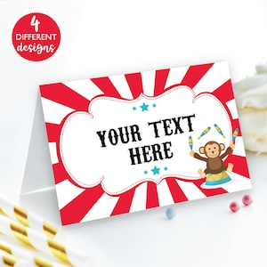 Cartes pour tente de cirque NUMÉRIQUE | Étiquette alimentaire vierge pour fête du carnaval | Fichier imprimable | MODIFIABLE Téléchargement instantané A102
