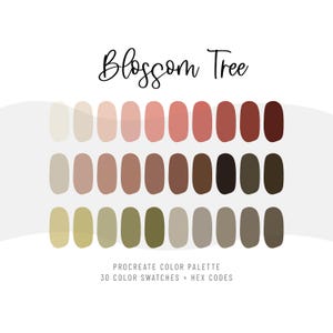 Procreate Color Palette Blossom Tree  | iPad 30 Color Swatches Set | Hex Codes | ASE Adobe Illustrator Photoshop file