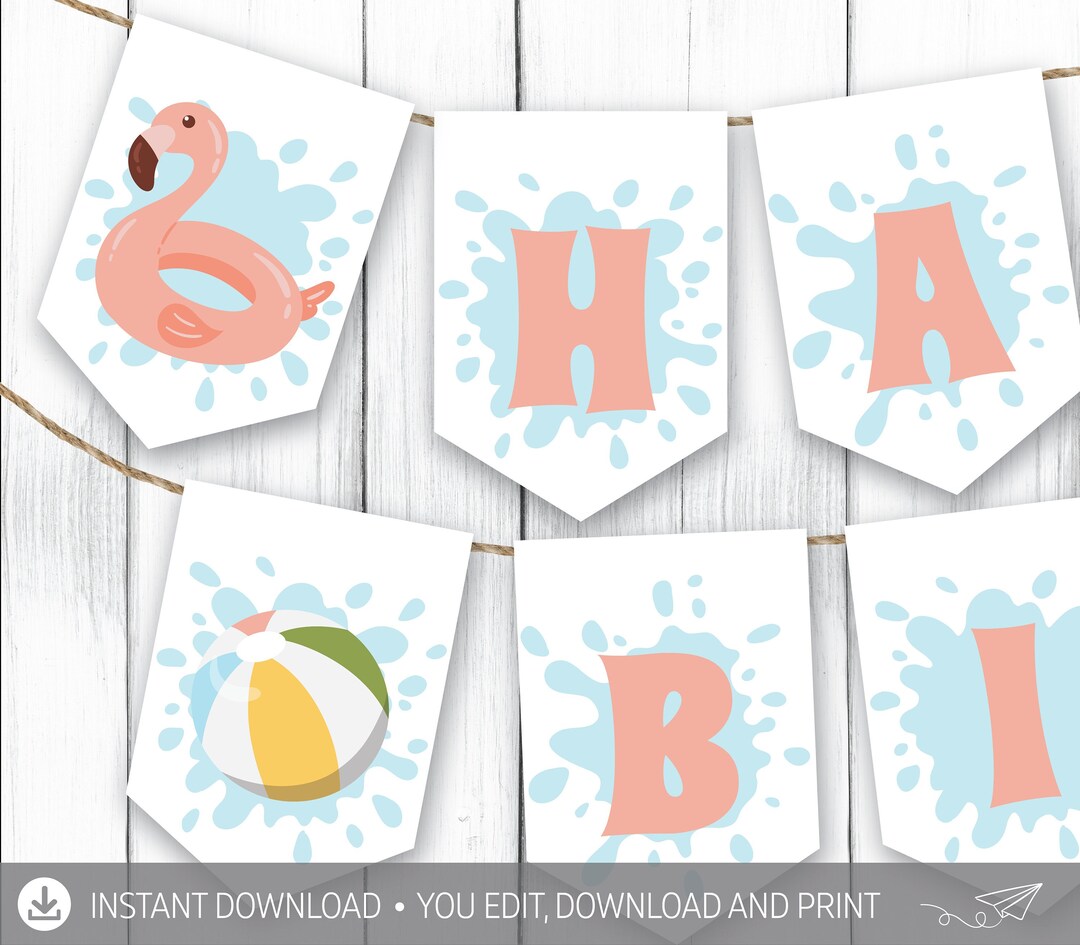 Bannières Fête été Bannières Happy Birthday Thème Océan - Lot