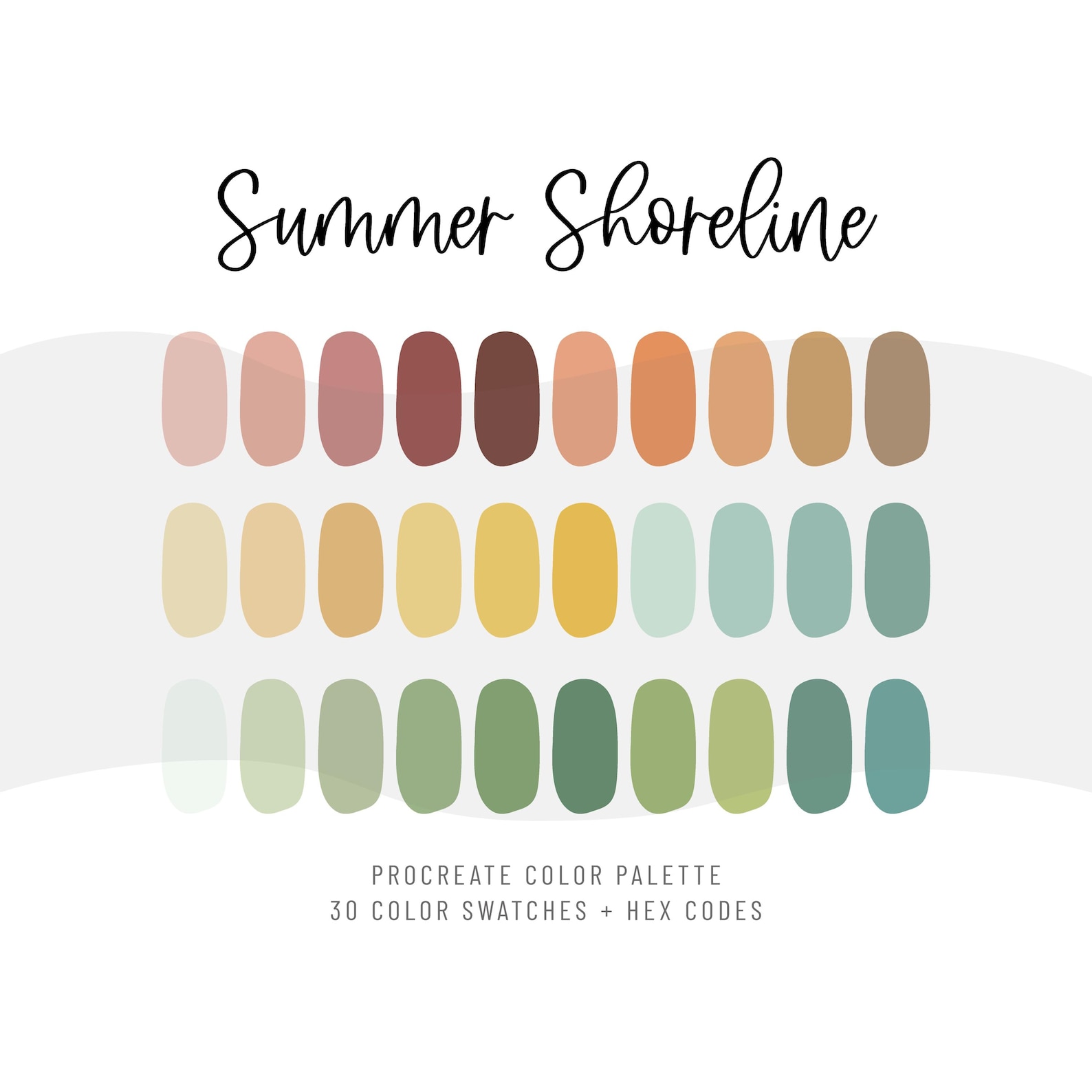 Procreate Color Palette Summer Shoreline | iPad 30 Color Swatches Set ...