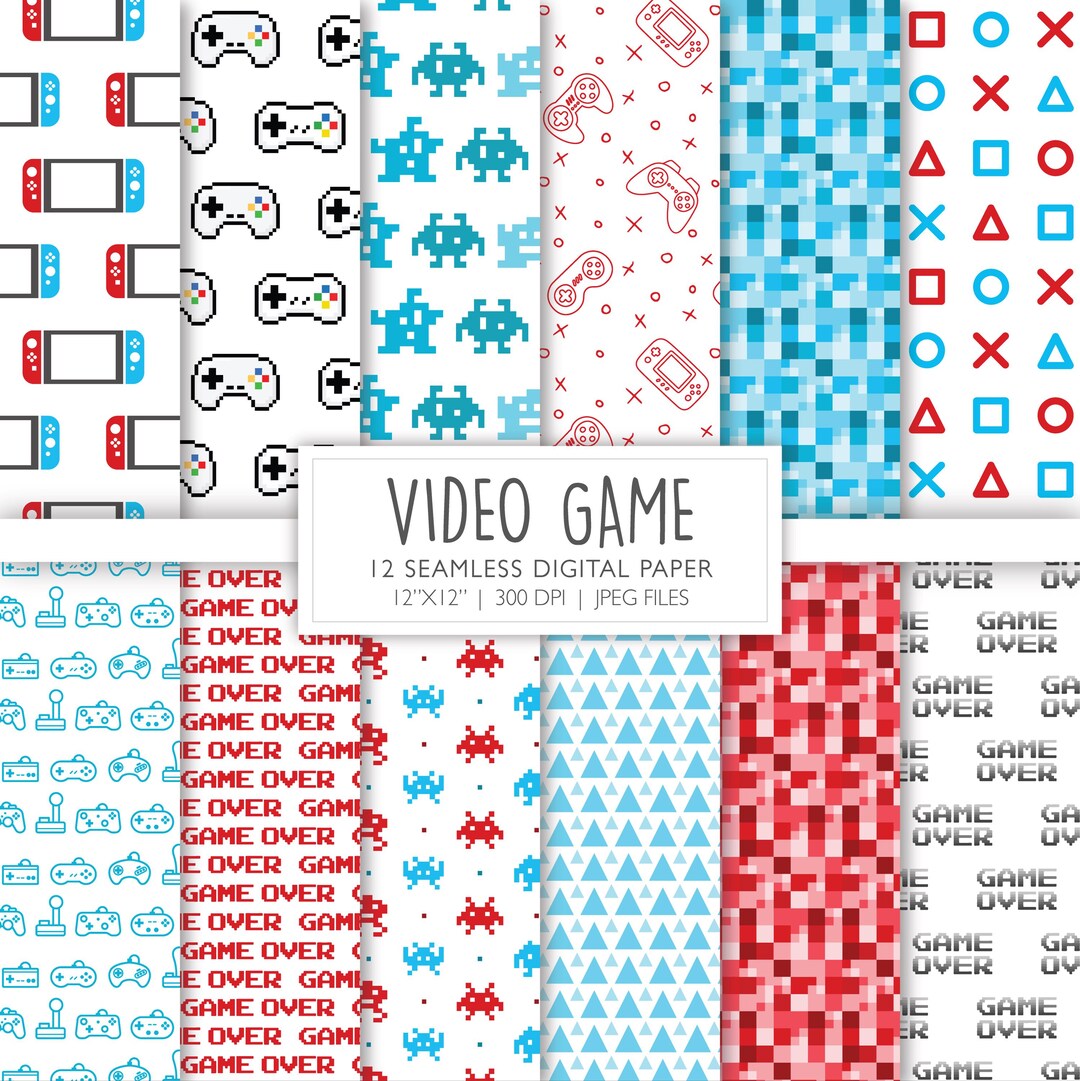 Video Game Seamless Digital Paper | Red and Blue Gamer Background ...