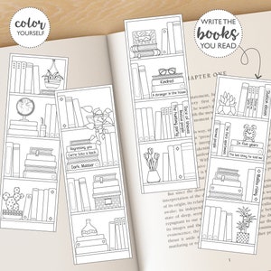 Bookmark Tracker DIGITAL | Coloring Bookshelf Tracker | Book Lover Accessories | Printable File Instant Download D101