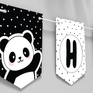 Panda Happy Birthday Banner DIGITAL | Panda Party Decoration | Personalized Party | EDITABLE Printable File Download A107