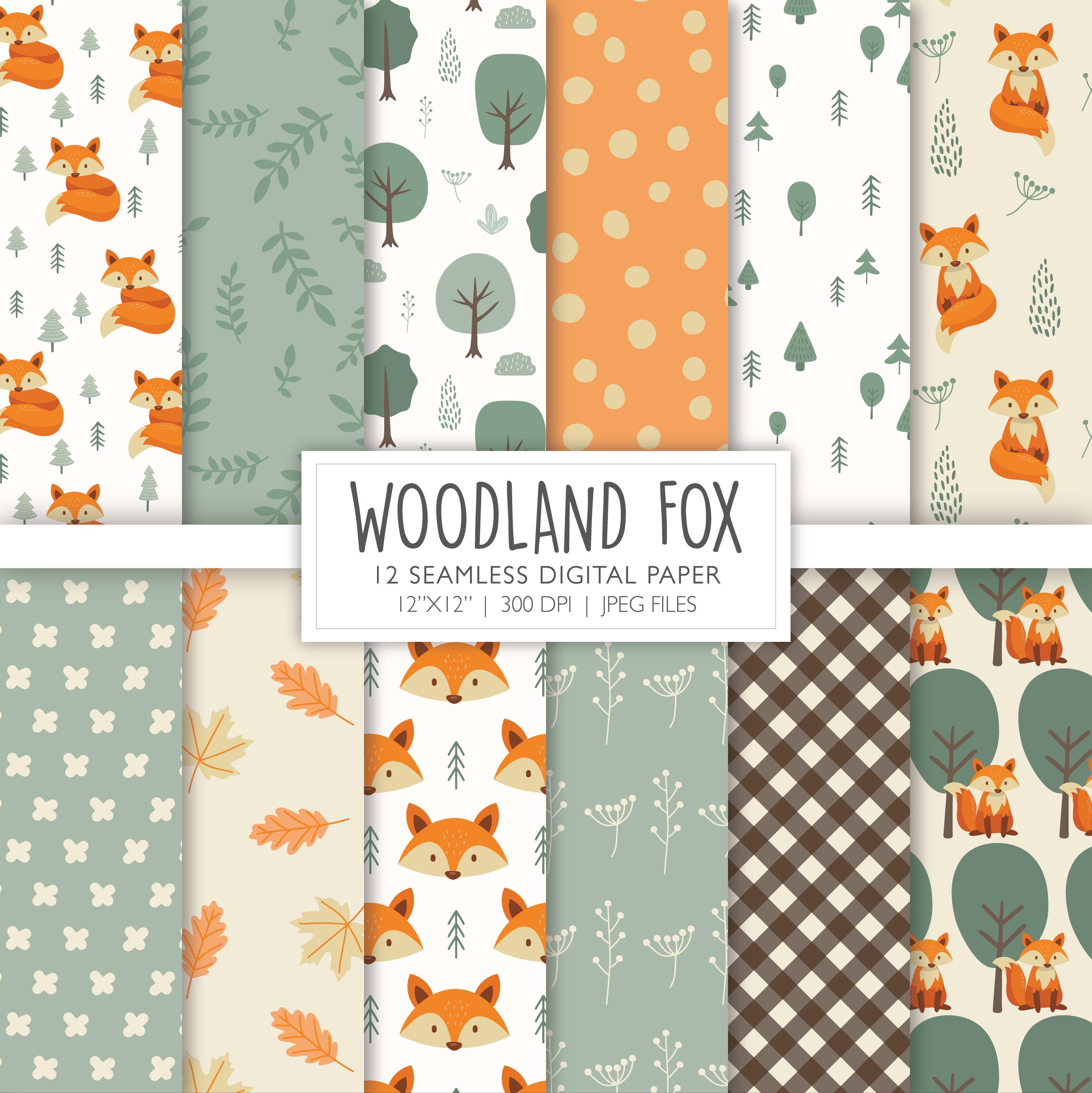 Woodland Fox Seamless Digital Paper | Forest Background Pattern ...