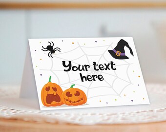 Halloween Birthday Tent Cards DIGITAL | Spooky Party Blank Food Label | Trick or Treat Printable File | EDITABLE Instant Download B102