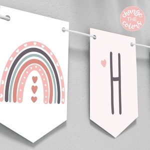 Boho Regenbogen Geburtstag Girlande DIGITAL | Regenbogen Party Dekoration | Personalisierte Party | EDITIERBARE druckbare Datei Download A111