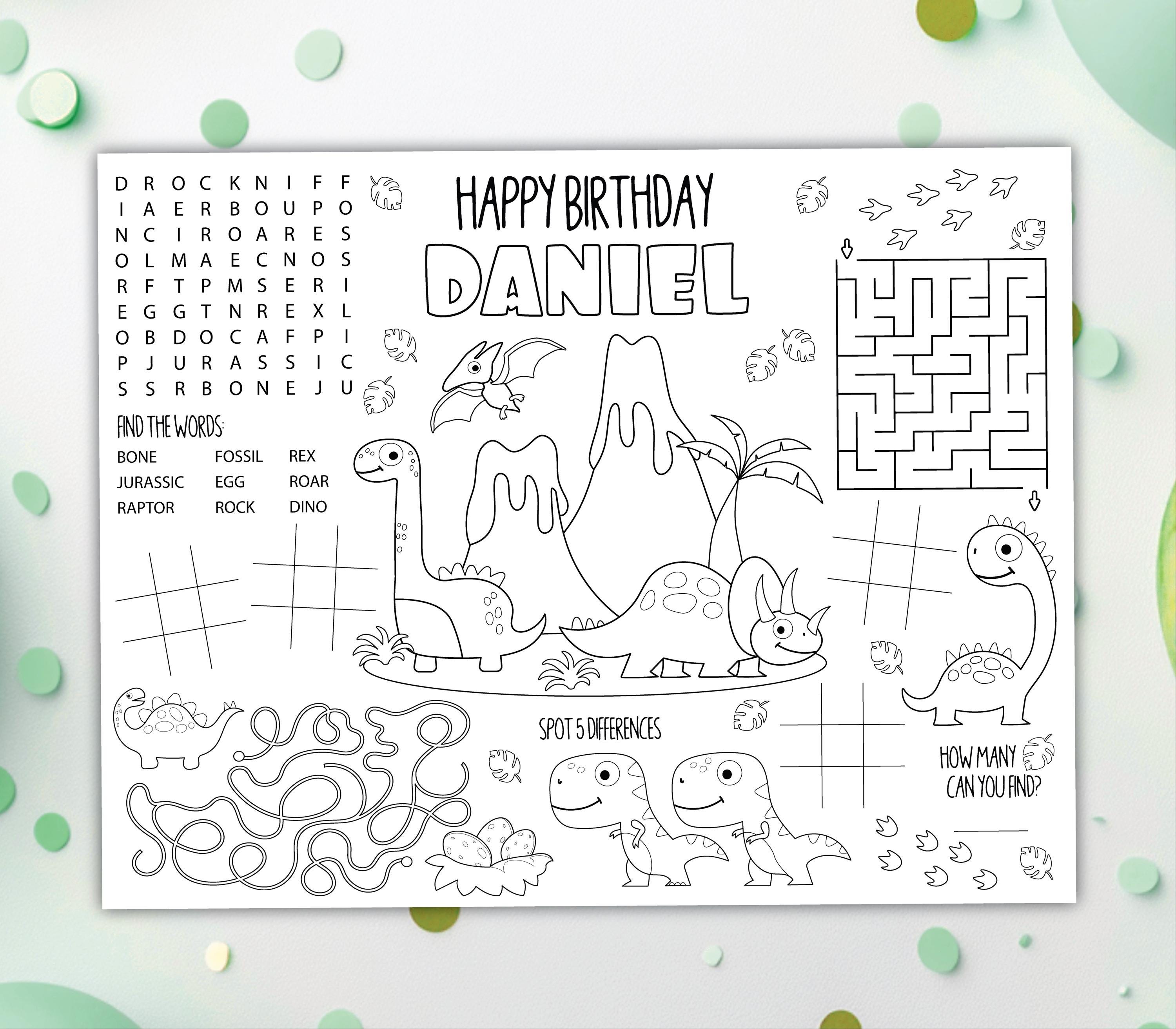 Dinosaur Coloring Placemat DIGITAL | Jurassic Party Activity | Kids ...