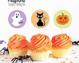Halloween Birthday Cupcake Toppers DIGITAL | Spooky Party Decoration | Trick or Treat Printable File | EDITABLE Instant Download B102