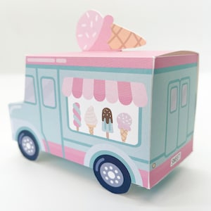 Ice Cream Truck Favor Box DIGITAL | Pink and Mint Personalized Party ...