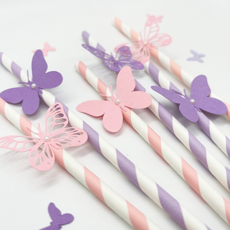 Butterfly Paper Straws Butterflies Party Decor Shower Etsy