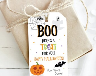 Halloween Birthday Thank You Tag DIGITAL |  Boo Spooky Favor | Trick or Treat Personalized Gift Tag | EDITABLE Printable File Download B102