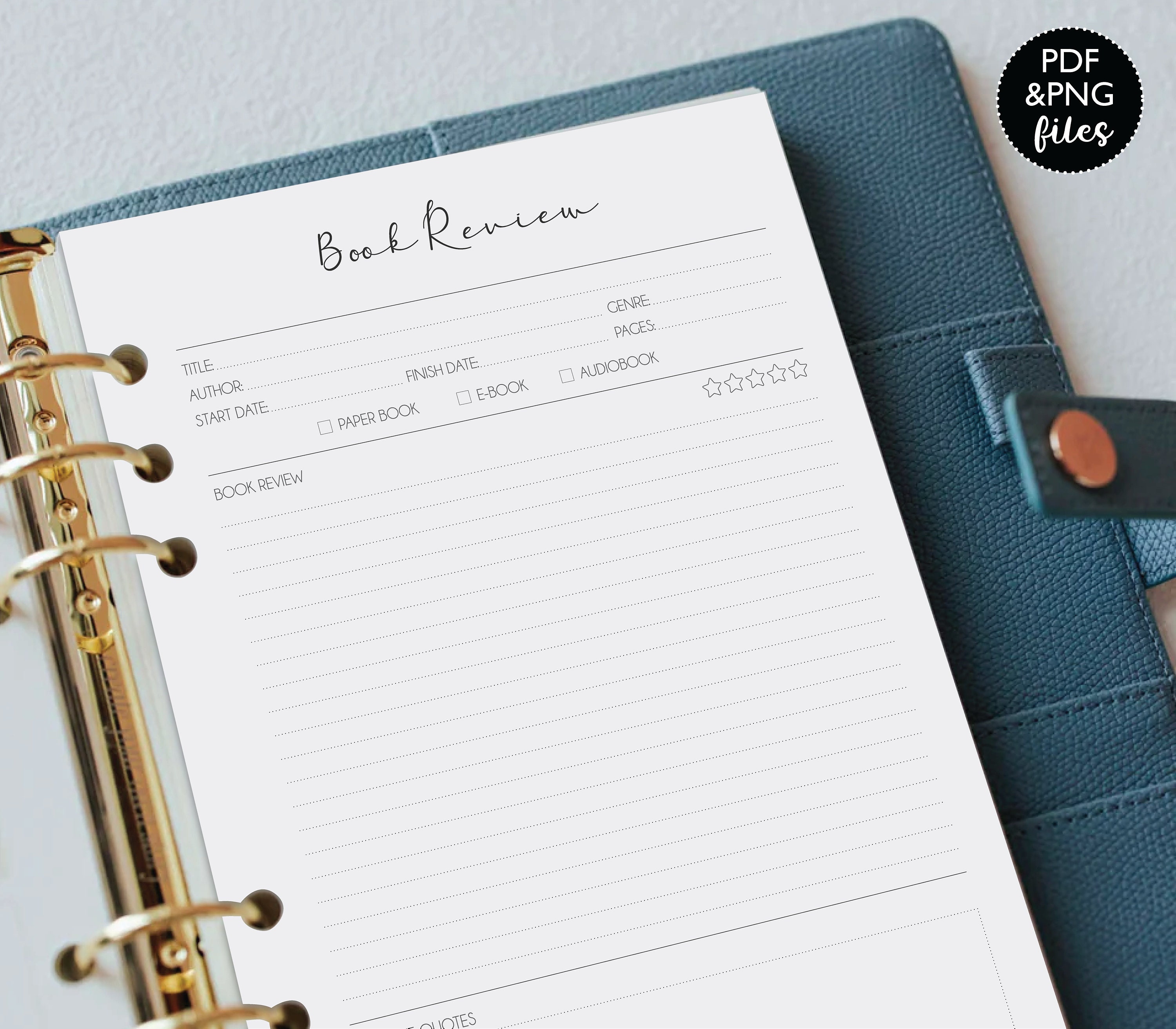 Book Review | Minimalist Reading Log | Digital Book Tracker Planner ...