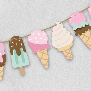Ice Cream Truck Garland DIGITAL | Ice Cream Shop Decoration | Birthday Party Banner | Printable File Download A103