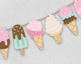 Ice Cream Truck Garland DIGITAL | Ice Cream Shop Decoration | Birthday Party Banner | Printable File Download A103