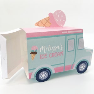 Ice Cream Truck Favor Box DIGITAL | Pink and Mint Personalized Party ...