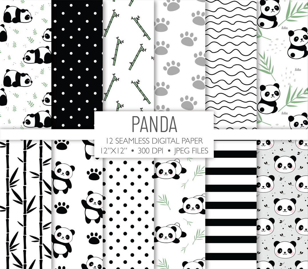 Panda Seamless Digital Paper Panda Background Pattern - Etsy