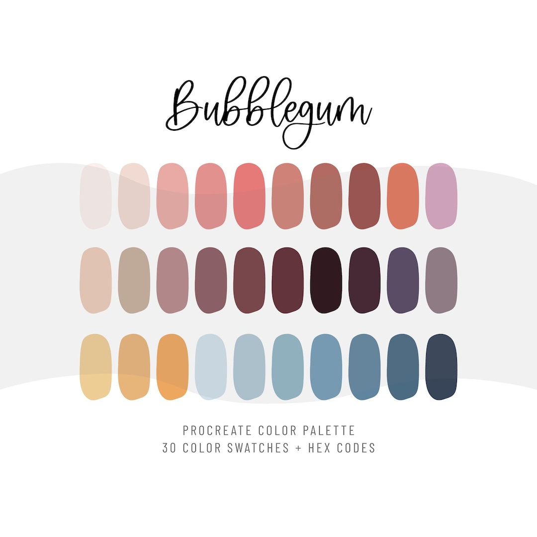Procreate Color Palette Bubblegum| iPad 30 Color Swatches Set | Hex ...