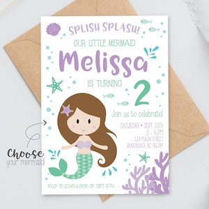 Mermaid Birthday Invitation DIGITAL | Little Mermaid Party | Personalized Mermaid Invite | Editable Printable File Download A104