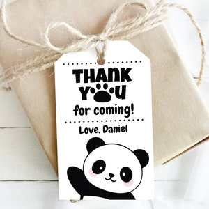 Panda Birthday Thank You Tag DIGITAL | Panda Party Favor Tag | Personalized Gift Tag | EDITABLE Printable File Download A107