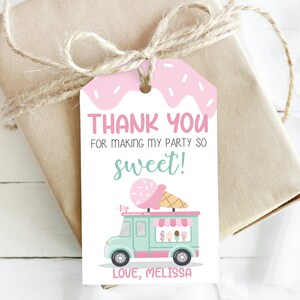 Digital tacketikett för glassbil | Favoritetikett för glassbutik | Personlig presentetikett | Redigerbar utskrivbar filnedladdning A103