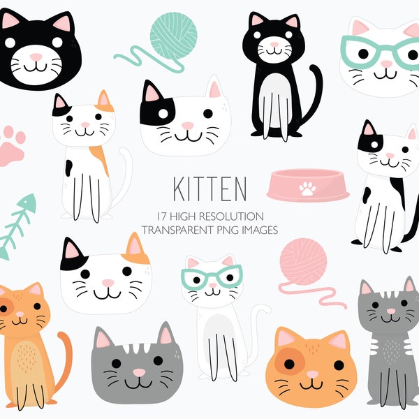 Cat Clipart DIGITAL | Kitten Pre-Cropped Image | Kitty PNG Clipart | Instant Download A101