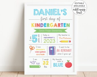 Back to School Sign DIGITAL | Kids First or Last Day of School Page | EDITABLE Printable File Download