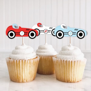 Race Car Birthday Cupcake Toppers DIGITAL | Vintage Car Party Decoration | Formula 1 Printable File | EDITABLE Instant Download A110
