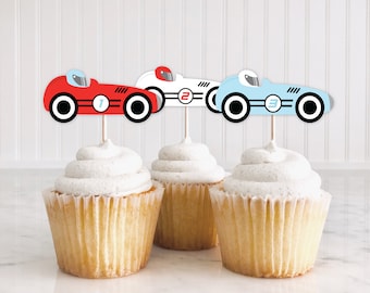 Race Car Birthday Cupcake Toppers DIGITAL | Vintage Car Party Decoration | Formula 1 Printable File | EDITABLE Instant Download A110