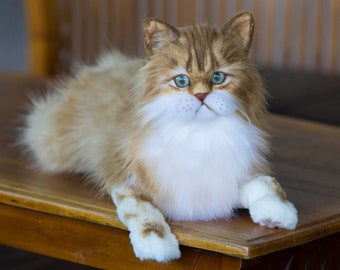 Portrait en peluche réaliste de chat persan, peluche de chat persan réaliste, meilleur cadeau pour les amoureux des chats, peluche personnalisée chat roux sur commande
